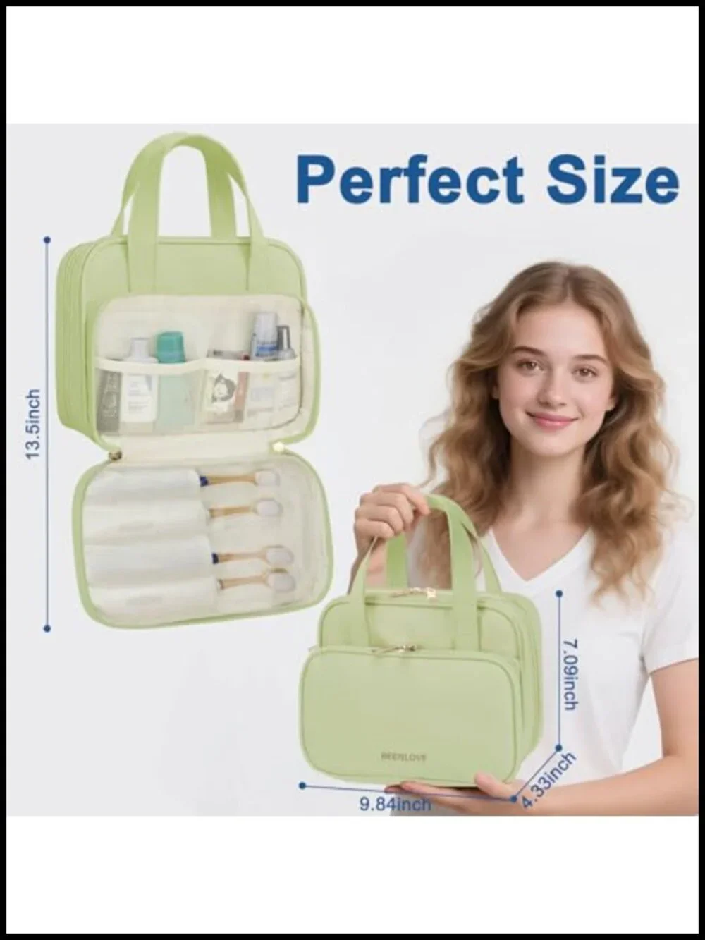 Travel Toiletry Bag Water-resistant PU Leather Multiple Compartments Large